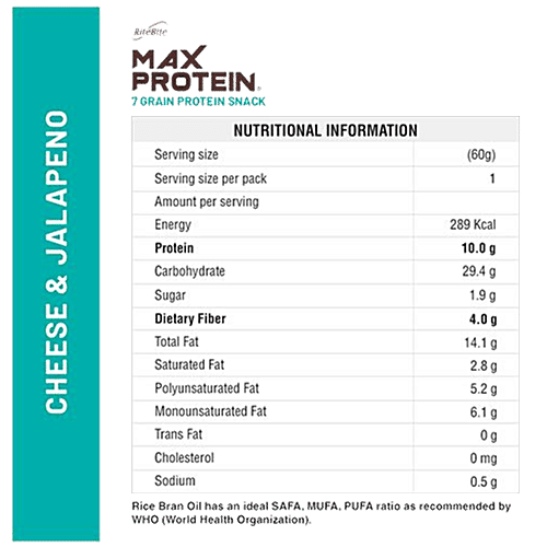 RiteBite Max Protein Chips - Cheese & Jalapeno, 3x150 g Multipack 
