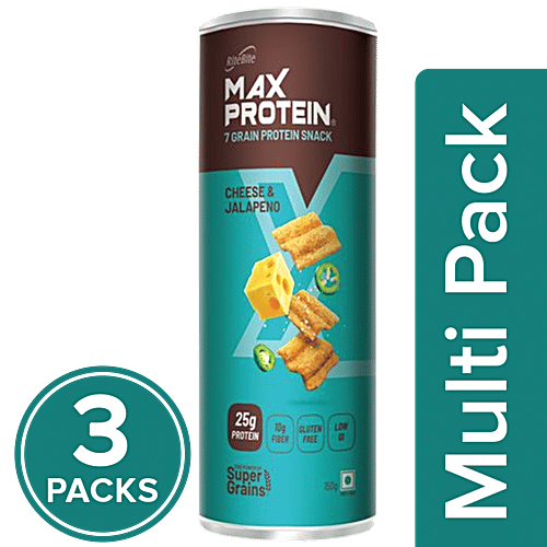 RiteBite Max Protein Chips - Cheese & Jalapeno, 3x150 g Multipack 