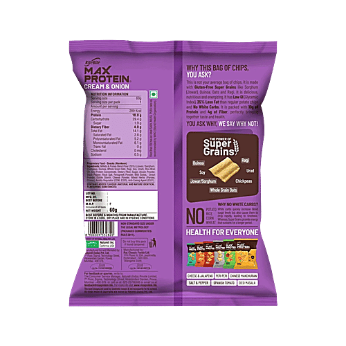 RiteBite Max Protein Cream & Onion 10g Protein Chips, 6x60 g (Multipack)