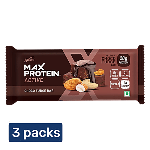 RiteBite Max Protein Choco Fudge 20g Protein Bar, 3x75 g (Multipack)