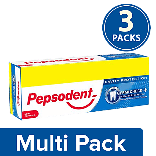 Pepsodent Toothpaste - Cavity Protection, Germi Check Pack of 2, Save Rs. 27/-, 3x150 g (Multipack) 