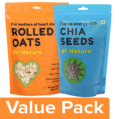 By Nature Oats - Rolled 500 g + Chia Seeds 100 g, Combo 2 Items 
