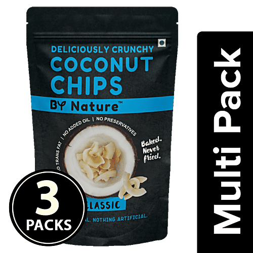 By Nature Baked Coconut Chips - Classic, Snack Pack, 3x30 g Multipack 