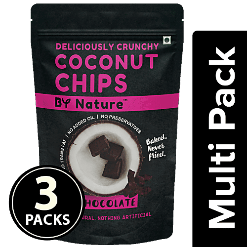 By Nature Baked Coconut Chips - Chocolate, Snack Pack, 3x30 g Multipack 