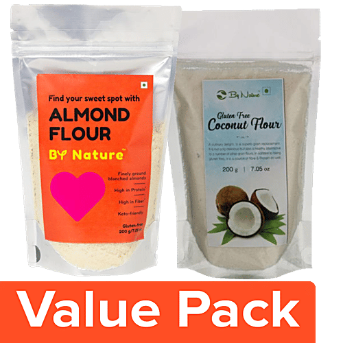 By Nature Almond Flour - Low Carb Keto 200 g + Coconut Flour 200 g, Combo 2 Items 