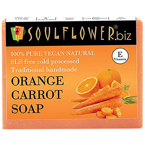 Soulflower Cold Processed Orange Carrot Handmade Soap, 4x150g (Multipack) 