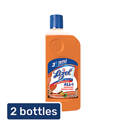 Lizol Disinfectant Surface & Floor Cleaner Liquid, Sandal, 500 ml each (Pack of 2) 