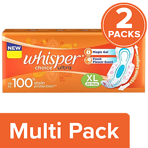 Buy Whisper Sanitary Pads Choice Ultra Wings Extra Large Online at