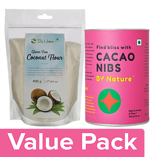 By Nature Coconut Flour 400 g + Cacao Nibs 100 g, Combo 2 Items 