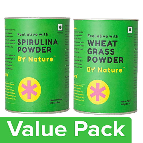 By Nature Wheat Grass Powder 100 g + Spirulina Powder 100 g, Combo 2 Items 