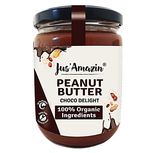 Jus Amazin Almond Butter Dark Chocolate 200 g + Organic Peanut Butter Choco Delight 500 g, Combo 2 Items