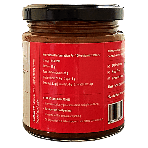 Jus Amazin Almond Butter Dark Chocolate 200g+Roasted Almonds Coated Organic Flax Seeds 19 g, Combo 2 Items 