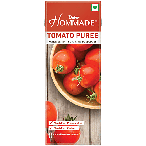 Dabur Hommade - Tomato Puree, 2x200 g Multipack From Ripe Tomatoes, No Added Preservatives, No Added Colour