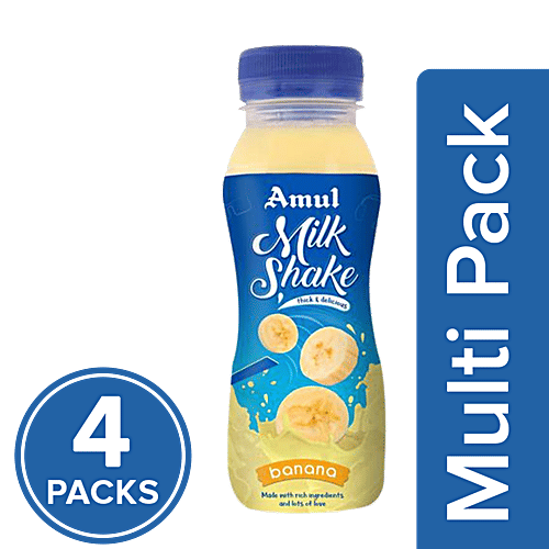 Amul Banana Milk Shake, 4x200 ml Multipack 