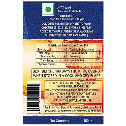 Amul Kool - Badam, 4x180 ml Multipack 