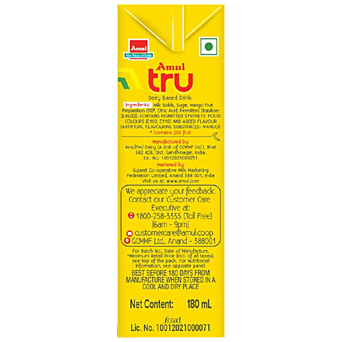 Amul Tru Mango, 4x180 ml Multipack 