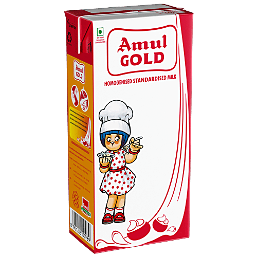 Amul Gold Homogenised Standardised Milk, 2x1 L Multipack 