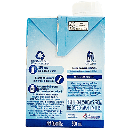 Cavins Vanilla Milkshake, 3x500 ml Multipack 