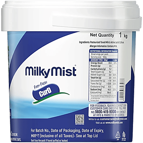 Milky Mist Natural Set Curd, 2x1 kg Multipack 