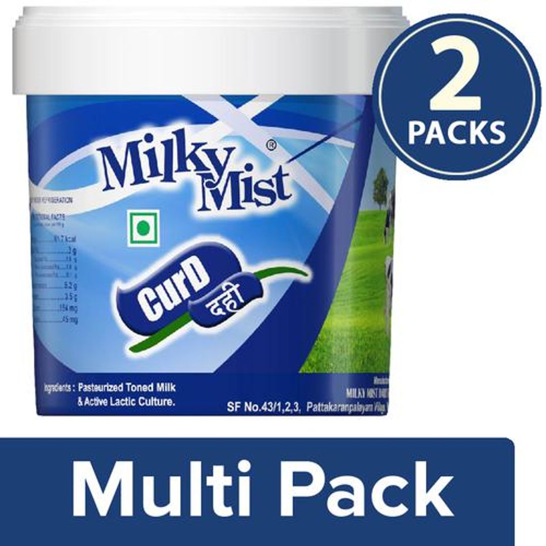 Milky Mist Farm Fresh Curd - No Preservatives, 2x1 kg Multipack