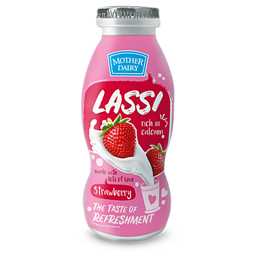 mother dairy Lassi - Strawberry, 4x200 ml Multipack 