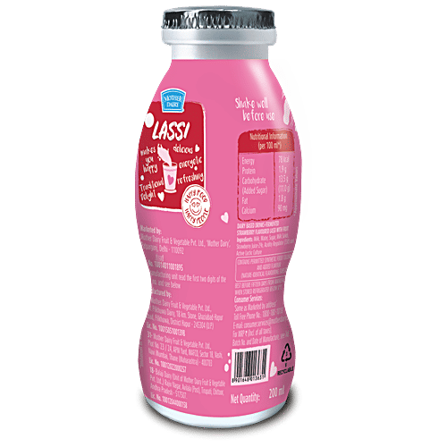 mother dairy Lassi - Strawberry, 4x200 ml Multipack 