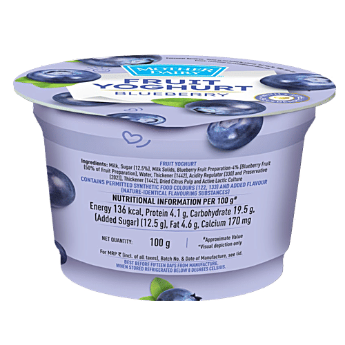 mother dairy Fruit Yoghurt - Blueberry, 5x100 g Multipack 