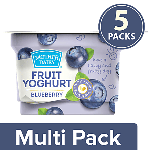mother dairy Fruit Yoghurt - Blueberry, 5x100 g Multipack 
