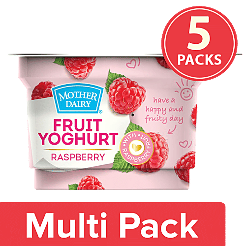 mother dairy Fruit Yoghurt - Raspberry, 5x100 g Multipack 