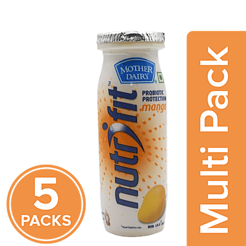 mother dairy Nutrifit Fermented Probiotic Milk Drink - Mango, 5x80 ml Multipack 