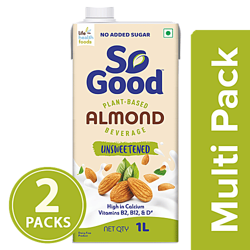 So Good Almond Milk - Natural, Unsweetened, 1 L Multipack 