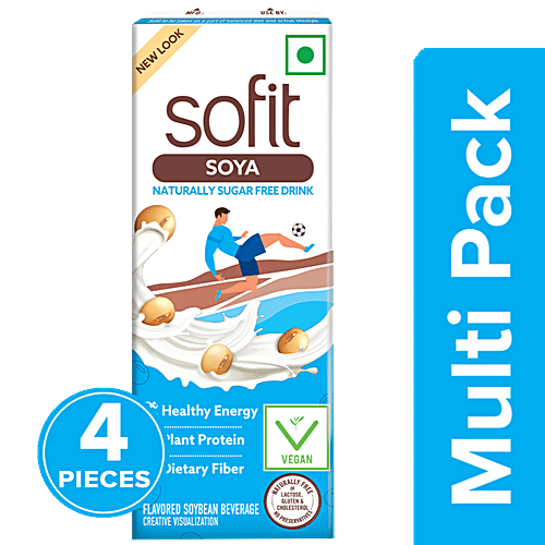 Sofit  Soya Naturally Sugar Free Drink, 4 x 180 ml (Multipack) 