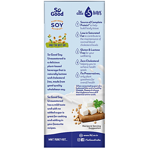 So Good Soy Milk - Unsweetened, 4x200 ml Multipack 