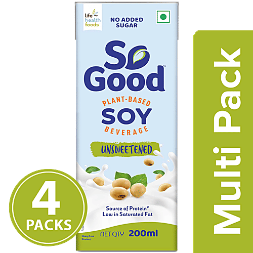 So Good Soy Milk - Unsweetened, 4x200 ml Multipack 