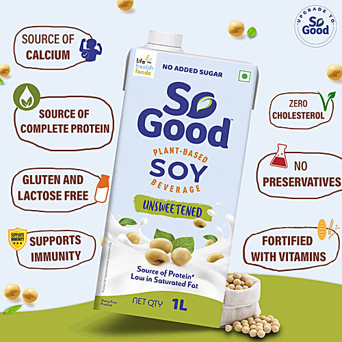 So Good Soy Milk - Unsweetened, 2x1 L Multipack 