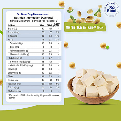 So Good Soy Milk - Unsweetened, 2x1 L Multipack 