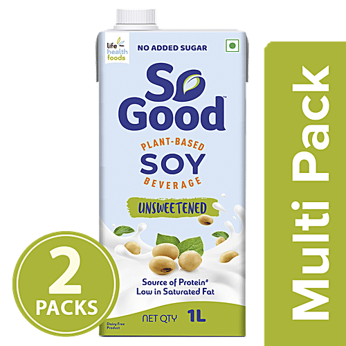 So Good Soy Milk - Unsweetened, 2x1 L Multipack 