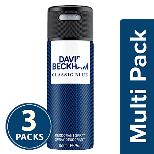 David Beckham Classic Blue Deodorant Spray, 3x150 ml Multipack 