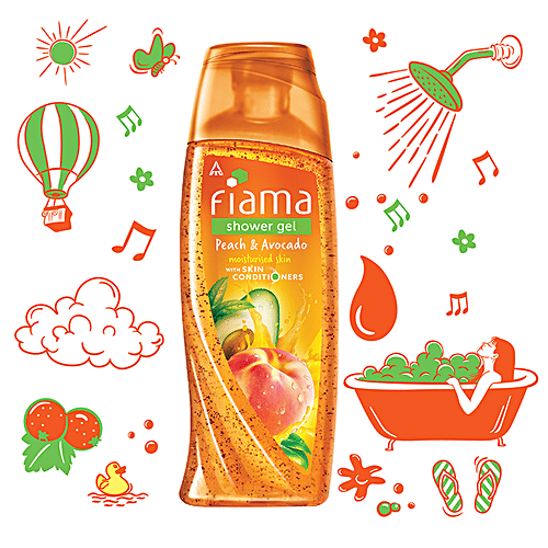 Fiama Shower Gel - Peach & Avocado, Mild Dew, 3x250 ml (Multipack) 