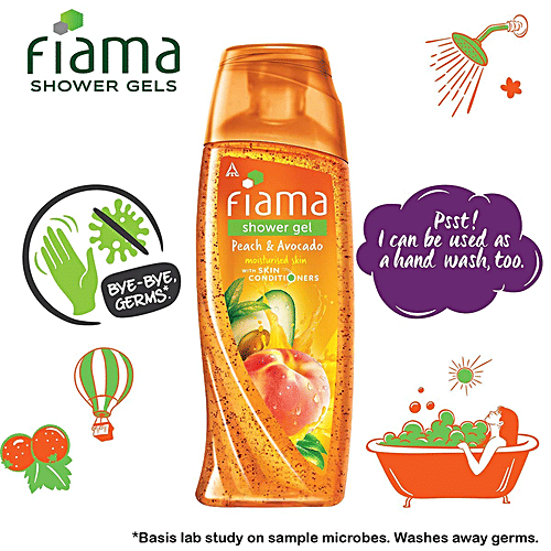 Fiama Shower Gel - Peach & Avocado, Mild Dew, 3x250 ml (Multipack) 