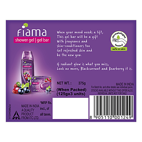 Fiama Gel Bar - Bearberry Blackcurrant Exotic Dream (Pack of 3, 125 g each), 3x375 g (Multipack) 