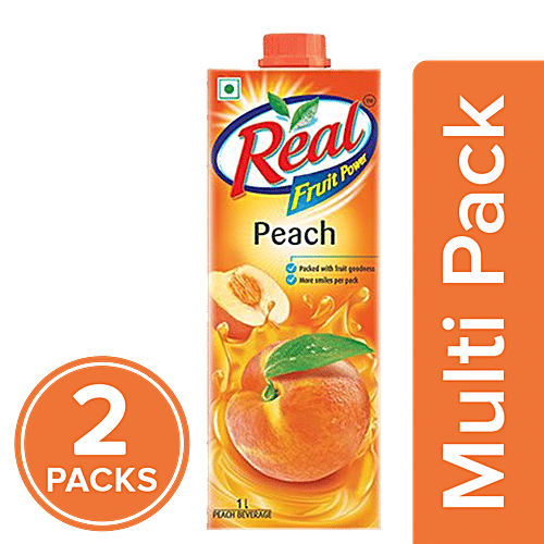 Real Fruit Power Juice - Peach, 2x1 L Multipack 