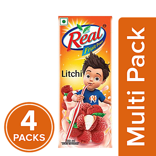 Real India's No.1 Juice - Litchi, 4x180 ml Multipack 