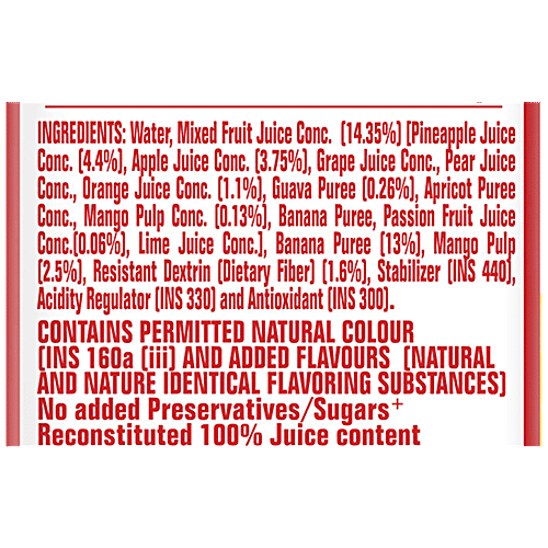 Real Activ Fiber Plus Juice - Multi Fruit Beverage, No Added Sugars & Preservative, 2x1 L Multipack 