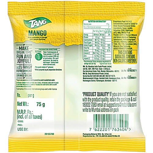 Tang Mango Instant Drink Mix, 4x75 g Multipack