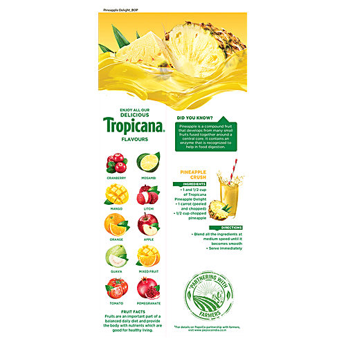 Tropicana Delight Fruit Juice - Pineapple, 2x1 L Multipack 
