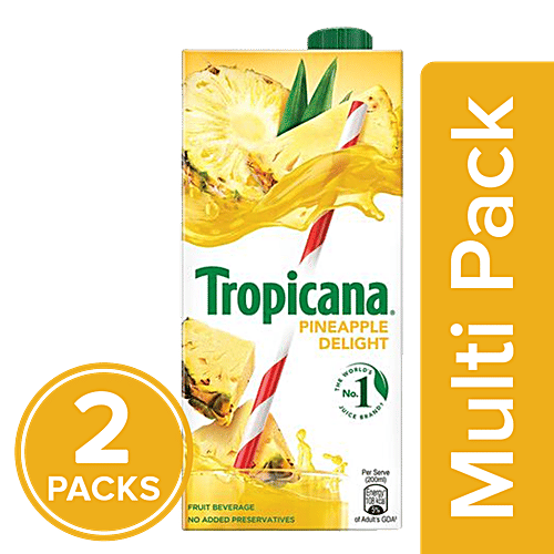 Tropicana Delight Fruit Juice - Pineapple, 2x1 L Multipack 