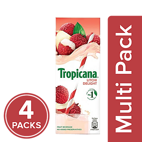Tropicana Delight Fruit Juice - Litchi, 4x200 ml Multipack 