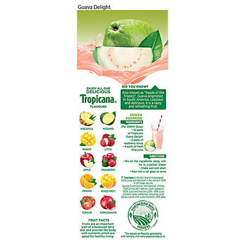 Tropicana Delight Fruit Juice - Guava, 4x200 ml Multipack 