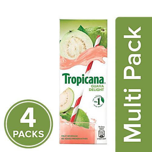 Tropicana Delight Fruit Juice - Guava, 4x200 ml Multipack 